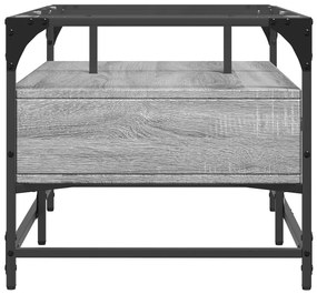 Mesa de centro c/ topo de vidro 98,5x50x45 cm cinza sonoma aço