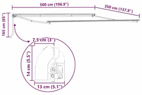 Toldo Retrátil Manual Branco 500 × 350 cm Poliéster