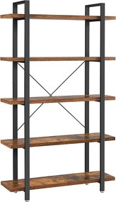 Estante VASAGLE, estante industrial estável de 5 níveis, prateleira de armazenamento, prateleira vertical, fácil montagem, sala de estar, quarto, escritório, marrom rústico e preto LLS55BX
