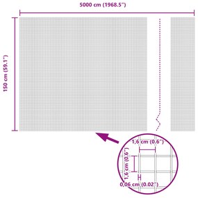 Cerca de Arame Soldado com 20 Postes U Prateados 1.5x50 m de Aço