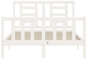 Cama sem colchão 140x190 cm madeira de pinho maciça branco