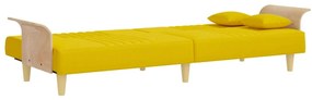 Sofá-cama com apoio de braços tecido amarelo-claro