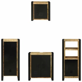 Conjunto de Móveis para Banheiro 4 pcs Madeira de manga maciça