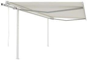 Toldo retrátil automático com postes 4,5x3,5 m cor creme