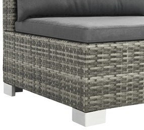 10 pcs conjunto lounge de jardim c/ almofadões vime PE cinzento