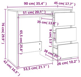 Secretária Alcis com 3 Gavetas - Preto - Design Moderno