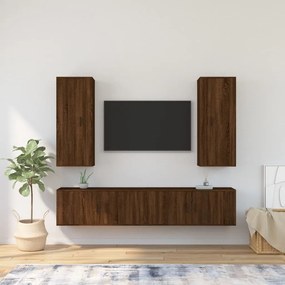 vidaXL Conjunto móveis de TV 4pcs madeira processada carvalho castanho