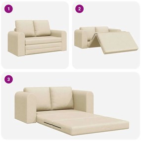 Sofá Cama de Chão 2 em 1 Creme 148x71x83 cm Tecido