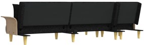 Sofá-cama em forma de L 279x140x70 cm tecido preto