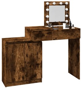 Toucador com LED 115x37x110,5 cm carvalho fumado