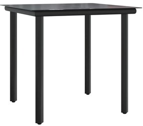 5 pcs conjunto de jantar p/ jardim c/ almofadões vime PE preto