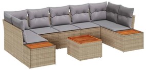 Conjunto de Sofás de Jardim com 8 Peças e Almofadas Bege de Rattan Acá