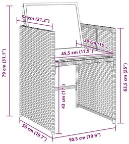Conjunto de Jantar de Jardim de 5 Peças com Almofadas em Rattan Sintét