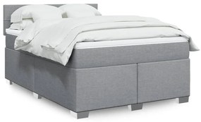 vidaXL Cama com molas/colchão 140x190 cm tecido cinzento-claro