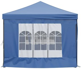 Tenda para festas dobrável com paredes laterais 3x6 m azul