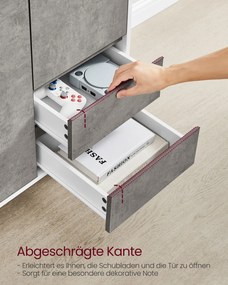 Armário de arrumação com portas e 2 gavetas 40 x 70 x 85 cm branco + cinza