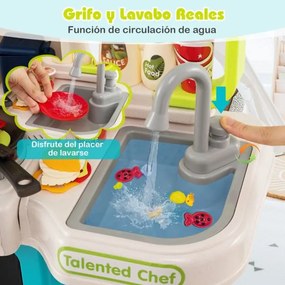 Cozinha Brincar para crianças com luzes, sons, fogão a vapor realista, lava-louças e 95 acessórios. Brinquedo educativo para crianças a partir dos 3 a