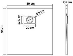 Base de Chuveiro SMC - Castanho - 90x80 cm