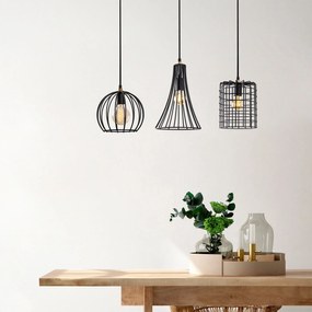 Chandelier Teltrio – Preto Antique – 91 x 25 x 49-129 cm