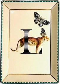 Bandeja decorativa em porcelana fine bone china Leopard