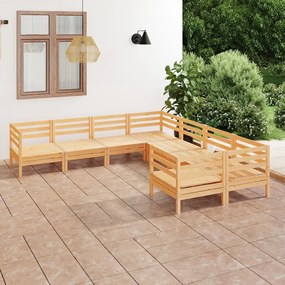 8 pcs conjunto lounge de jardim pinho maciço