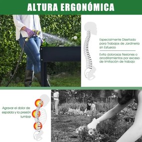 Floreira elevada com 2 orifícios de drenagem para frutas, legumes e flores, para interior e exterior, 100 x 30 x 80 cm, cinza escuro