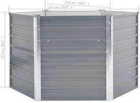 Canteiro elevado jardim aço galvanizado 129x129x77 cm cinzento
