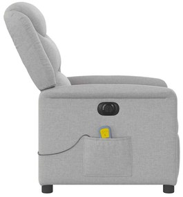 Poltrona massagens reclinável elétrica tecido cinzento-nublado