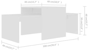 Conjunto mesas de centro 100x48x40 cm derivados madeira branco