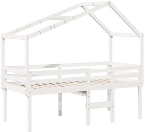 Cama alta com telhado 90x190 cm pinho maciço branco