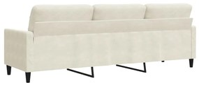 Sofá de 3 lugares 210 cm veludo cor creme