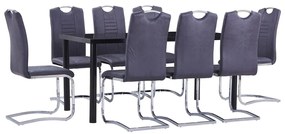 vidaXL 9 pcs conjunto de jantar camurça artificial cinzento