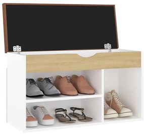 Banco sapateira + almofadão 80x30x47cm contrap. branco/sonoma