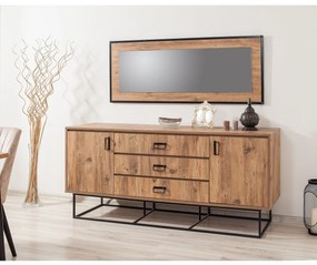 Aparador Mare com Gavetas – Pinho Atlântico e Preto - 180 x 80 x 45 cm