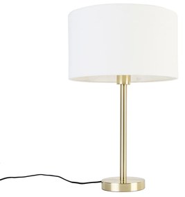 Candeeiro de mesa clássico em latão com cúpula branca 35 cm - Simplo Design