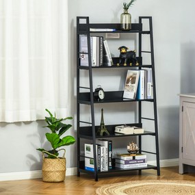 Estante de arrumação em estilo industrial 70 x 35 x 150 cm, inclinada, com 5 níveis , preta