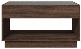 Mesa de centro luzes LED Infinity 90x50x50 cm carvalho castanho