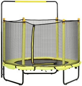 ZONEKIZ Trampolim Infantil com Rede de Segurança Barra Ajustável para Interior e Exterior Ø140x120-140 cm Amarelo