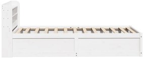 Estrutura de cama com cabeceira 90x190 cm pinho maciço branco