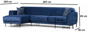 Sofá-cama de canto Image Corner – Azul Marinho – 287 cm x 169 cm