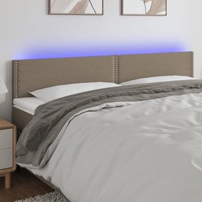 Cabeceira cama luzes LED tecido 180x5x78/88cm cinza-acastanhado