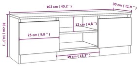 Móvel de TV com porta 102x30x36 cm cinzento sonoma