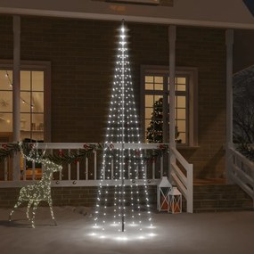 vidaXL Árvore de Natal mastro de bandeira 310 LEDs 300 cm branco frio