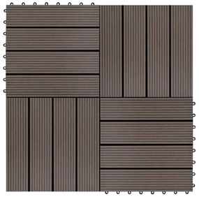 Ladrilhos de pavimento 22 pcs WPC 2m² 30x30 cm castanho-escuro