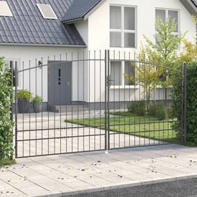 vidaXL Portão de Jardim com Ponta de Lança Dupla Abertura Cinza 200x400 cm Aço