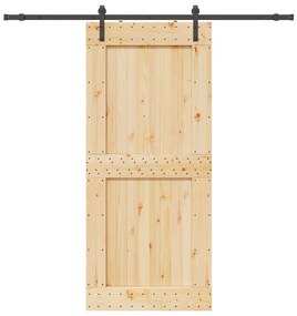vidaXL Porta de correr c/ ferragens 100x210 cm madeira de pinho maciça