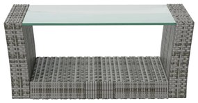 8 pcs conjunto lounge de jardim c/ almofadões vime PE cinzento