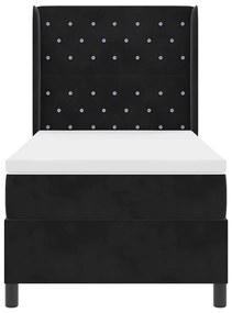 Cama Box com Colchão e LED Preto 100x200 cm Veludo