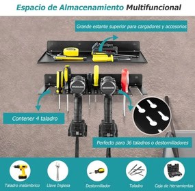 Organizador de ferramentas Estante de parede para brocas eléctricas Suporte de parede para prateleira flutuante fácil de instalar