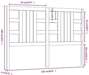 Cabeceira de cama 126x4x100 cm pinho maciço preto